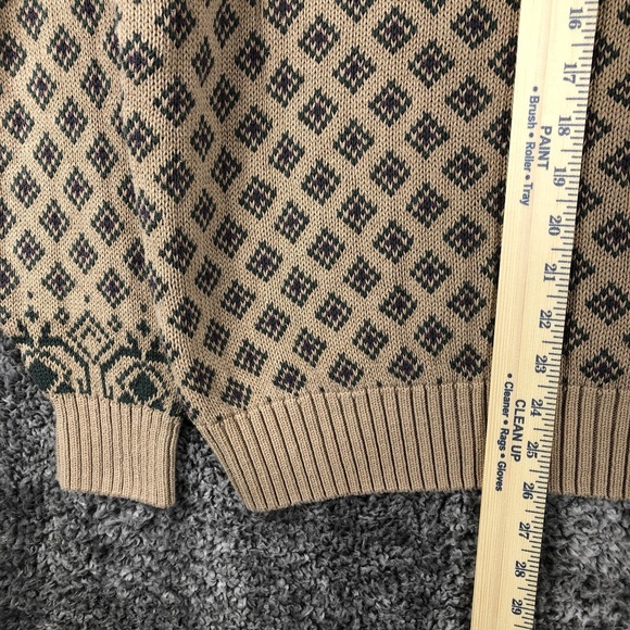 Vintage Eddie Bauer Sweater Mens XL Beige Argyle Knit Cotton Crewneck 90s - Picture 5 of 7